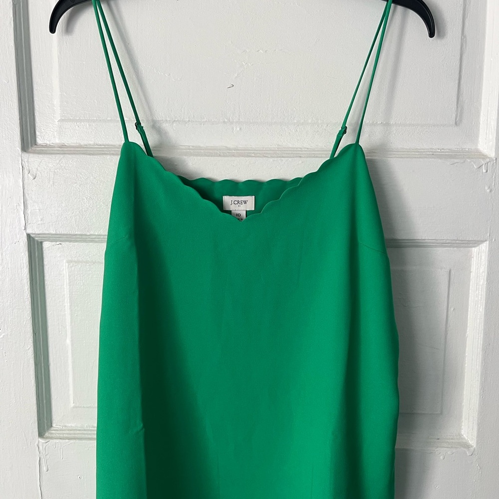 J. Crew Vibrant Green Scalloped Camisole